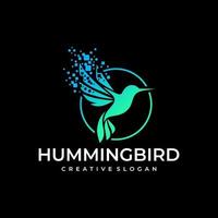 hummingbird tech logotyp, digital fågel logotyp mall vektor