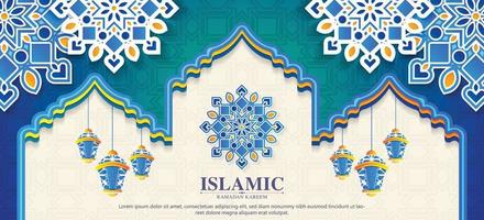 bunter ramadan kareem arabischer hintergrund mit mandala-stil vektor