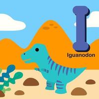 söta tecknade illustrationer med dinosaurie 26 alfabetet vektor