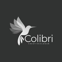 abstrakt färgglada kolibri colibri fågel logotyp linje kontur monoline vektor ikon illustration