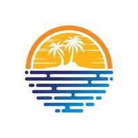 Strandinsel-Landschaftslogo. Strand-Logo-Design-Vektor. strand logo outdoor sommer reisen sonne stock vektor