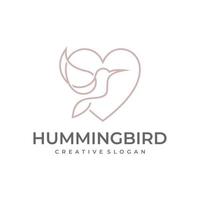 hummingbird logotyp. fågel logotyp. fågel i hjärtat vektordesign. vektor