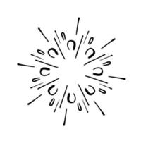 Gekritzelgestaltungselement, Starburstgekritzel, funkelndes Gekritzel, Feuerwerkgekritzel lokalisiert auf weißem Hintergrund vektor