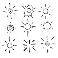 doodle sun burst illustration ikon vektor