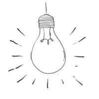 handritad glödlampa illustration i doodle stil för tryck, webb vektor