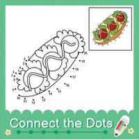 koppla ihop prickarna räknande nummer 1 till 20 pussel arbetsblad med smörgås vektor
