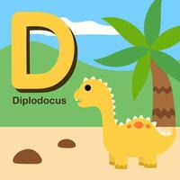 söta tecknade illustrationer med dinosaurie 26 alfabetet vektor