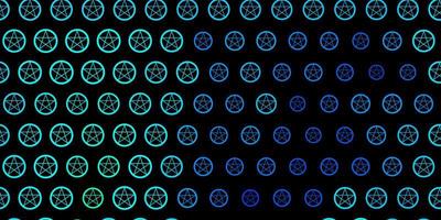 dunkelblaues, grünes Vektormuster mit magischen Elementen. vektor