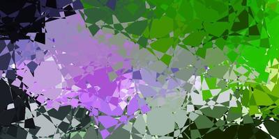 hellrosa, grüner Vektorhintergrund mit Dreiecken, Linien. vektor