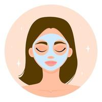 Mädchen mit einer kosmetischen Maske im Gesicht. Gesichtsreinigung und -pflege. Spa. Vektor-Illustration. vektor