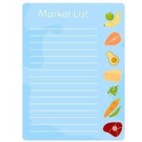 Einkaufsliste. Checkliste Lebensmittelplanung für den Markt. konzeptkauf im supermarkt.