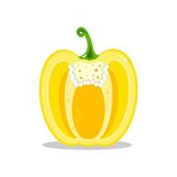 gelbe Paprika im Schnitt. halbe Paprika. gesunde Ernährung. Vektor-Illustration von Gemüse. vektor
