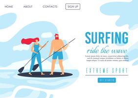 Landningssida Reklam Romantisk extrem surfing vektor