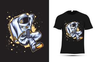 astronaut flytande illustration design för t-shirt vektor
