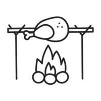 grillad kyckling. handritad doodle matlagning ikon. vektor