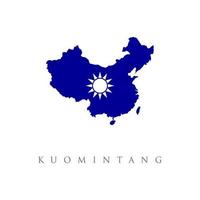 kuomintang flagga karta isolerad på vit bakgrund vektor