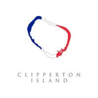 Clipperton-Inselflaggenkarte lokalisiert auf weißem Hintergrund. vektor