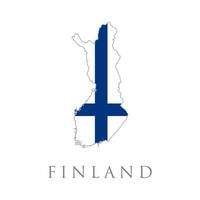 Finnland-Karte - hochdetaillierte blaue Karte mit Flagge isoliert auf weißem Hintergrund. finnland detailliert mit flag of country.map von finnland mit der dekoration der nationalflagge. die finnische Nationalflagge vektor