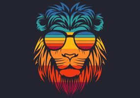 Retro Löwenkopf mit Brille