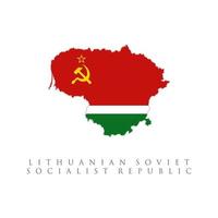 Flaggenkarte der litauischen Sozialistischen Sowjetrepublik. isoliert auf weißem Hintergrund vektor
