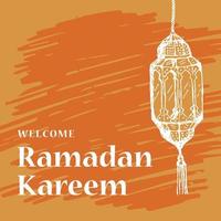 arabisk lykta ramadan kareem handritad stil orange vänster vektor