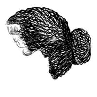 handgezeichnete lockige Frisur - Haarknoten eines schönen Mädchens vektor