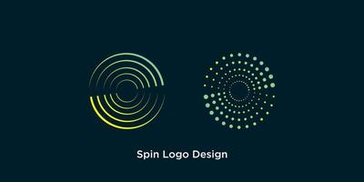 Spin-Logo-Design mit dunklem Hintergrund. vektor