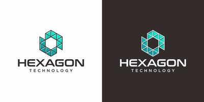 Hexagon-Technologie-Logo-Design mit hellem und dunklem Hintergrund. vektor