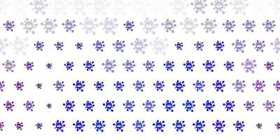 hellrosa, blauer Vektorhintergrund mit covid-19 Symbolen. vektor