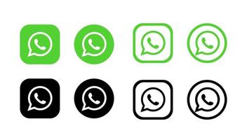 whatsapp logotyp ikonuppsättning. whatsapp-ikon gratis redaktionell vektor