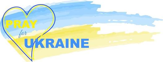 bete für die Ukraine. Herzschild mit Farbe der ukrainischen Nationalflagge. Inschrift betet für die Ukraine. Vektor-Illustration vektor