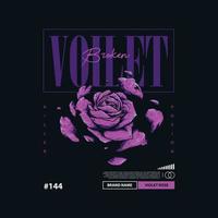 Violette Rose mit Streetwear-Layout-Design vektor