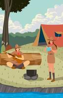 flickor scout camping vektor