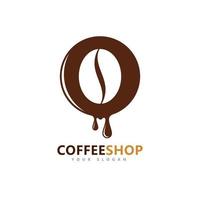 kafé minimalistisk vektor logotyp. kaffebönor logotyp mall
