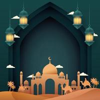 Wüsten- und Moscheenhintergrund
