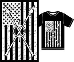 amerikanska flaggan med jakt t-shirt design. USA flagga design. vektor