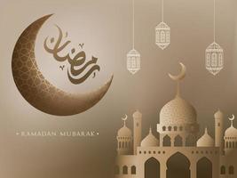 ramadan kareem glöd arabisk lykta och islamisk halvmåne vektor