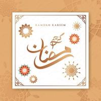 Ramadan-Vektor-Grußkarte mit arabischer Kalligrafie und geometrischer Kunst vektor