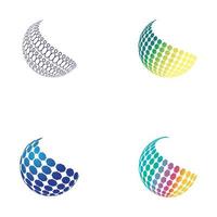 3D-Digital-Globus-Logo-Design. Symbol-Vektor-Illustration. Dieses Logo eignet sich für globale Unternehmenswelttechnologien sowie Medien- und Werbeagenturen