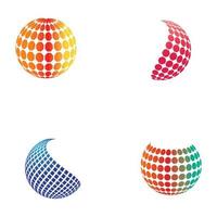 3D-Digital-Globus-Logo-Design. Symbol-Vektor-Illustration. Dieses Logo eignet sich für globale Unternehmenswelttechnologien sowie Medien- und Werbeagenturen
