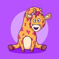niedliche giraffe sitzende vektorillustration. karikaturgiraffe, die hals verdreht vektor