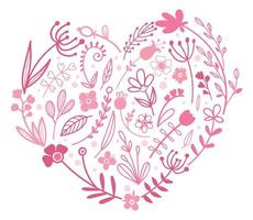 blomma hjärta med doodle element. vektor