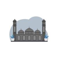 islamisk ikon moské illustration i grå platt färg vektor