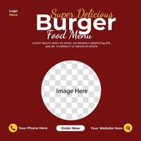 Drucken Sie ein super leckeres Burger-Food-Manu-Rezept vektor