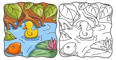 Cartoon-Illustration Schwimmente Malbuch oder Seite für Kinder vektor