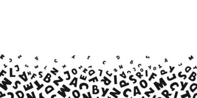 Vektor horizontale Banner mit schwarzen englischen Buchstaben fliegen auf weißem Hintergrund mit Platz für Text. moderne handgezeichnete Designillustration