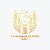 illustration av en moské i linjekonststil. ramadhan kareem bakgrund. ramadhan kareem design vektorillustration vektor