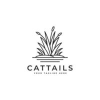 cattail gräs i linje stil, cattail logotyp linjekonst logotyp design inspiration, vass ikon vektor