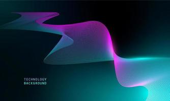 abstrakt vågteknik bakgrund med blått ljus smidigt och flöde. vektor