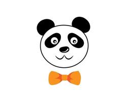 süßes Panda-Gesicht mit Fliege, Haustier im Cartoon-Stil. lustiger Babykinderdruck. Vektor-Illustration isoliert auf weißem Hintergrund vektor